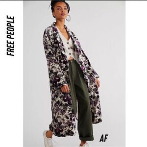 FREE PEOPLE SIMONE VELVET DUSTER NEW PURPLE COMBO NWT SIZE MEDIUM